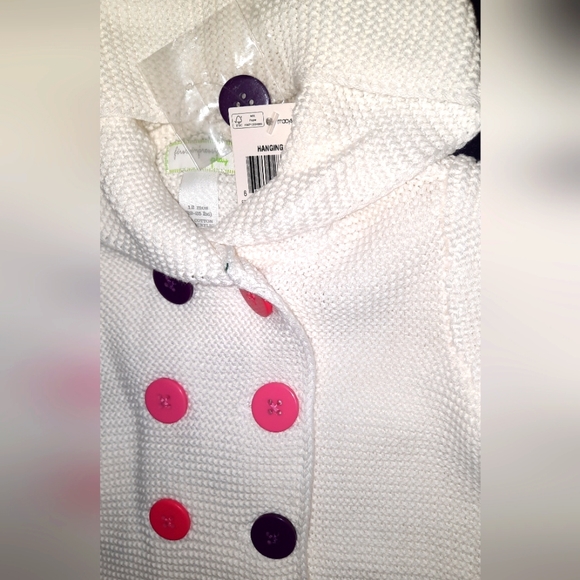 NWT 3 AVAIL! 18mo First Impressions Knitted Double breasted Hooded White SWEATER - Picture 2 of 2